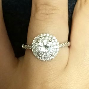 Silver Tone Cz engagement ring